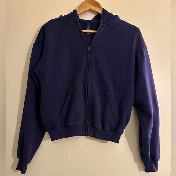 Skims Cotton Fleece Zip Up Hoodie in Concord. Size M - Picture 3 of 11